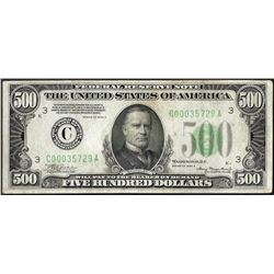 1934A $500 Federal Reserve Note Philadelphia