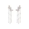 Image 1 : 14KT White Gold 0.70 ctw Diamond Butterfly Motif Dangle Earrings