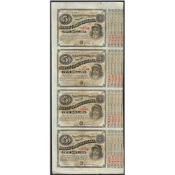 Uncut Sheet of (4) State of Louisiana Baby Bond Obsolete Notes