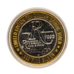 .999 Fine Silver Riviera Casino Las Vegas, Nevada $10 Limited Edition Gaming Tok