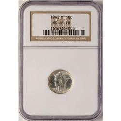 1942-D Mercury Dime Coin NGC MS66FB