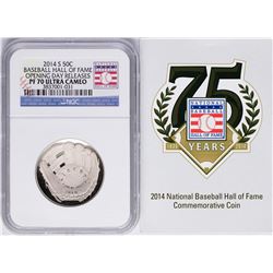 Opening Day 2014-S Proof Baseball Hall of Fame Half Dollar Coin NGC PF70