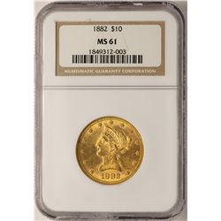 1882 $10 Liberty Head Eagle Gold Coin NGC MS61