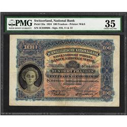 1924 Switzerland National Bank 100 Franken Bank Note PMG Choice Very Fine 35