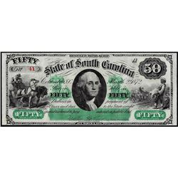 1872 $50 State of South Carolina Revenue Bond Obsolete Note Low Serial Number