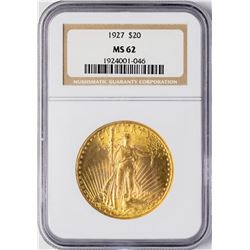 1927 $20 St. Gaudens Double Eagle Gold Coin NGC MS62