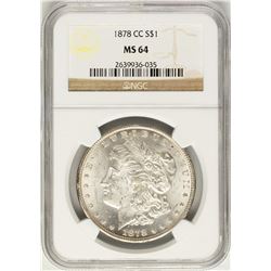 1878-CC $1 Morgan Silver Dollar Coin NGC MS64