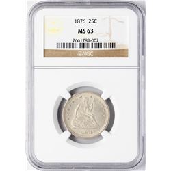 1876 Seated Liberty Quarter Coin PCGS MS63