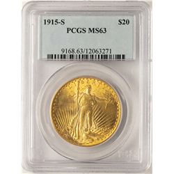 1915-S $20 St. Gaudens Double Eagle Gold Coin PCGS MS63