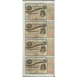 Uncut Sheet of (4) State of Louisiana Baby Bond Obsolete Notes