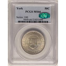 1936 York County Commemorative Half Dollar Coin PCGS MS66 CAC