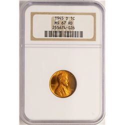 1945-D Lincoln Wheat Cent Coin NGC MS67RD