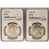 Image 1 : Lot of (2) 1890 $1 Morgan Silver Dollar Coins NGC MS60 & MS62