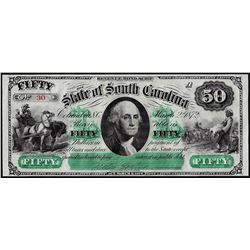 1872 $50 State of South Carolina Revenue Bond Obsolete Note Low Serial Number