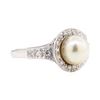 Image 1 : 14KT White Gold 0.35 ctw Diamond and Pearl Ring