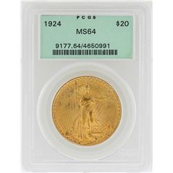 1924 $20 St. Gaudens Double Eagle Gold Coin PCGS MS64