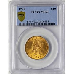 1901 $10 Liberty Head Eagle Gold Coin PCGS MS63