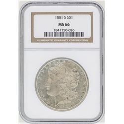 1881-S $1 Morgan Silver Dollar Coin NGC MS66