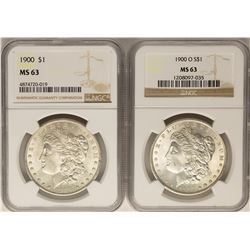 Lot of 1900 & 1900-O $1 Morgan Silver Dollar Coins NGC MS63