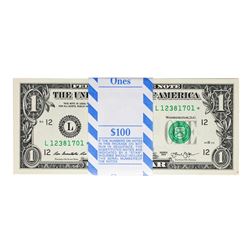 Pack of (100) Consecutive 2013 $1 Federal Reserve STAR Notes Dallas
