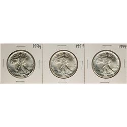 Lot of (3) 1994 $1 American Silver Eagle Coins