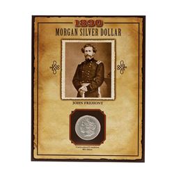 1890-S $1 Morgan Silver Dollar Coin with John Fremont Stamp