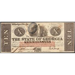 1862 $10 The State of Georgia Obsolete Note