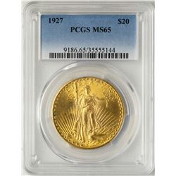 1927 $20 St. Gaudens Double Eagle Gold Coin PCGS MS65