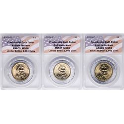 Lot of (3) 2008 Presidential Oath Dollar Coins ANACS MS66