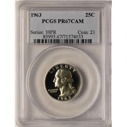 1963 Proof Washington Quarter Coin PCGS PR67CAM