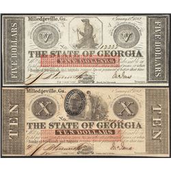 Lot of 1862 $5 & $10 The State of Georgia Obsolete Note