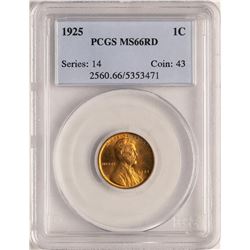 1925 Lincoln Wheat Cent Coin PCGS MS66RD