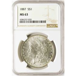 1887 $1 Morgan Silver Dollar Coin NGC MS63