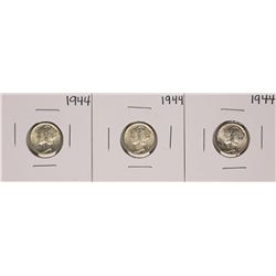 Lot of (3) 1944 Mercury Dime Coins