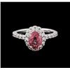 Image 2 : 1.70 ctw Pink Tourmaline and Diamond Ring - 14KT White Gold