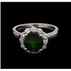 Image 1 : 2.45 ctw Green Tourmaline and Diamond Ring - 14KT White Gold