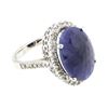 8.80 ctw Sapphire And Diamond Ring - 14KT White Gold