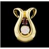 Image 1 : 1.40 ctw Opal and Pyrope Garnet Slide Pendant - 14KT Yellow Gold