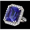 Image 1 : 31.45 ctw Tanzanite and Diamond Ring - 14KT White Gold