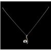 Image 1 : Pearl and Diamond Pendant With Chain - 14KT White Gold