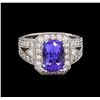 Image 2 : 4.25 ctw Tanzanite and Diamond Ring - 14KT White Gold