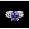 Image 2 : 4.36 ctw Tanzanite and Diamond Ring - 14KT White Gold