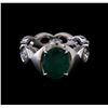 Image 2 : 1.59 ctw Emerald and Diamond Ring - 14KT White Gold