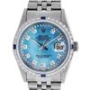 Rolex Mens Stainless Steel Blue String Diamond & Sapphire Datejust Wristwatch