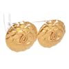 Image 2 : Chanel Gold CC Round Quilted Large Vintage Clip On Earrings