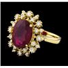 Image 1 : 4.97 ctw Ruby and Diamond Ring - 14KT Yellow Gold