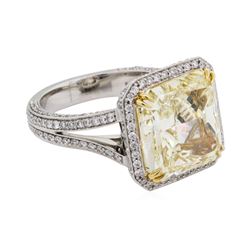 10.02 ctw Fancy Intense Yellow Diamond and White Diamond Ring - Platinum