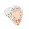 Image 2 : 14KT White Gold 10.03 ctw Morganite and Diamond Ring