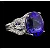 GIA Cert 18.52 ctw Tanzanite and Diamond Ring - 14KT White Gold