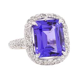 10.50 ctw Tanzanite And Diamond Ring - 18KT White Gold